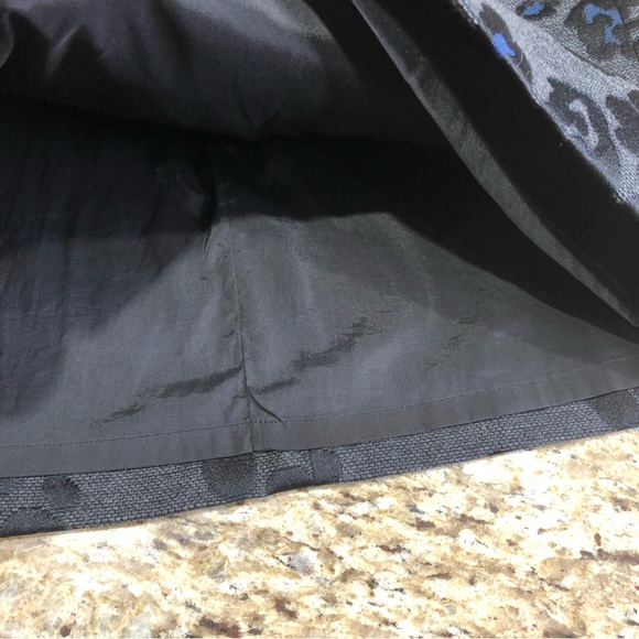 Ann Taylor Silk Wool Blend Leopard Jacquard Gray Black Blue Skirt 6 - Picture 4 of 8